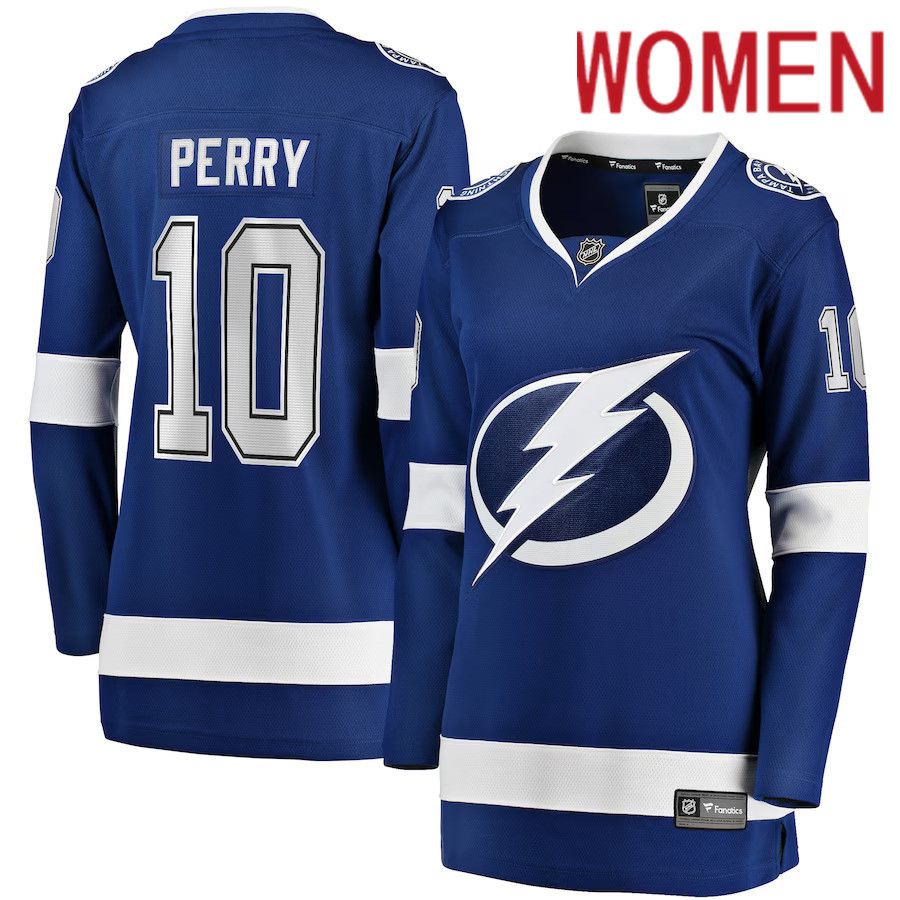 Women Tampa Bay Lightning #10 Corey Perry Fanatics Branded Blue Home Breakaway Player NHL Jersey->tampa bay lightning->NHL Jersey